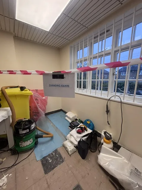 Asbestos floor tile and bitumen removal in Maida Vale